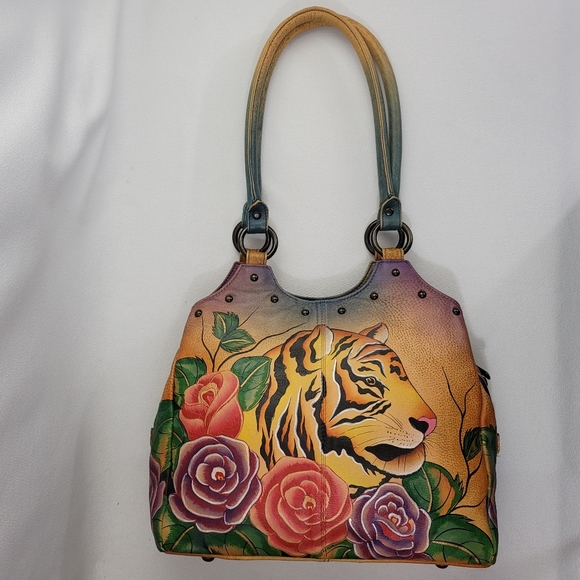 Anuschka Tiger And Rose Genuine Leather Purse - Picture 2 of 16